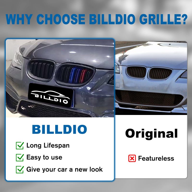BILLDIO E60 Grille,Front Kidney M Color Grill Compatible with 2003-2009 BMW 5 series 520i,523i,525i,528i,530i,535i,550i,Double Slats 2Pcs - Image 5